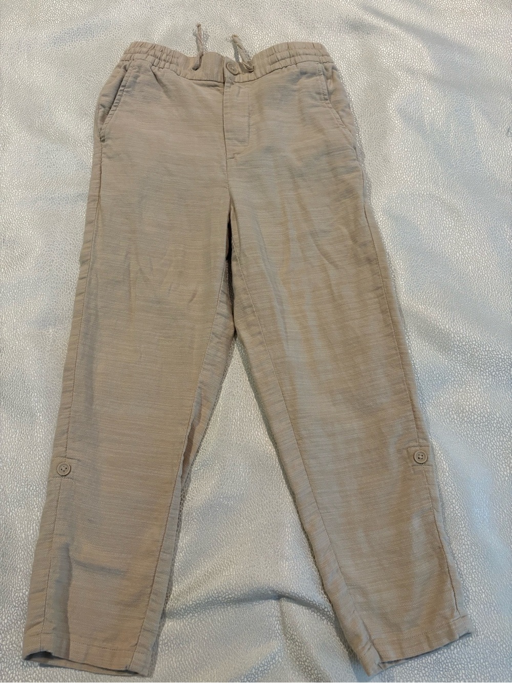 H&M Beige Kids Button-Tab Drawstring Chinos
